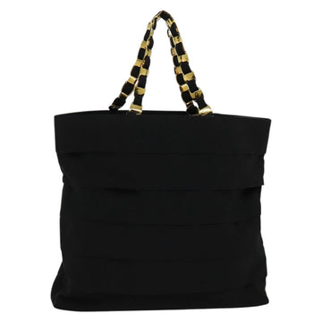 Salvatore Ferragamo Vala Tote Bag Nylon Black Gold Auth 131038
