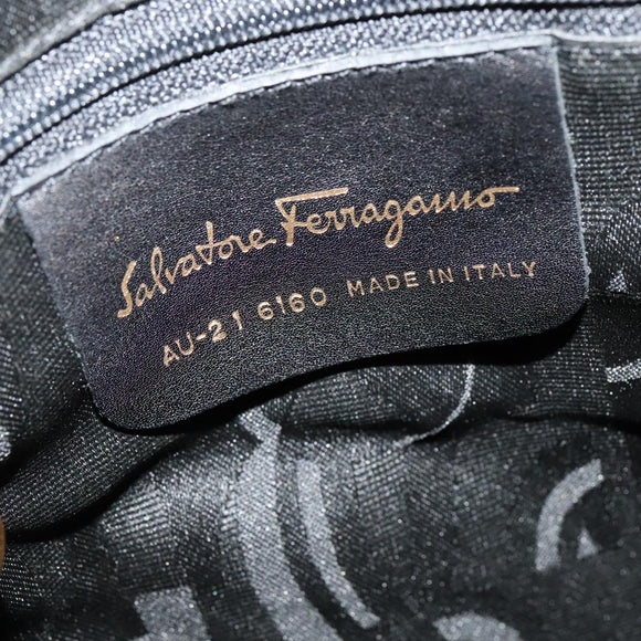 Salvatore Ferragamo Vala Tote Bag Nylon Black Gold Auth 131038