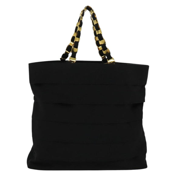 Salvatore Ferragamo Vala Tote Bag Nylon Black Gold Auth 131038