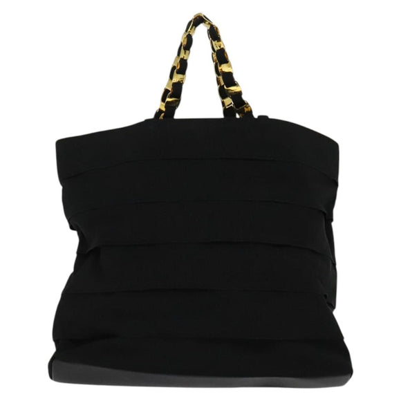 Salvatore Ferragamo Vala Tote Bag Nylon Black Gold Auth 131038