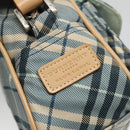 BURBERRY Nova Check Blue Label Shoulder Bag Nylon Blue Silver Auth 131046-17