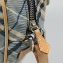 BURBERRY Nova Check Blue Label Shoulder Bag Nylon Blue Silver Auth 131046-10