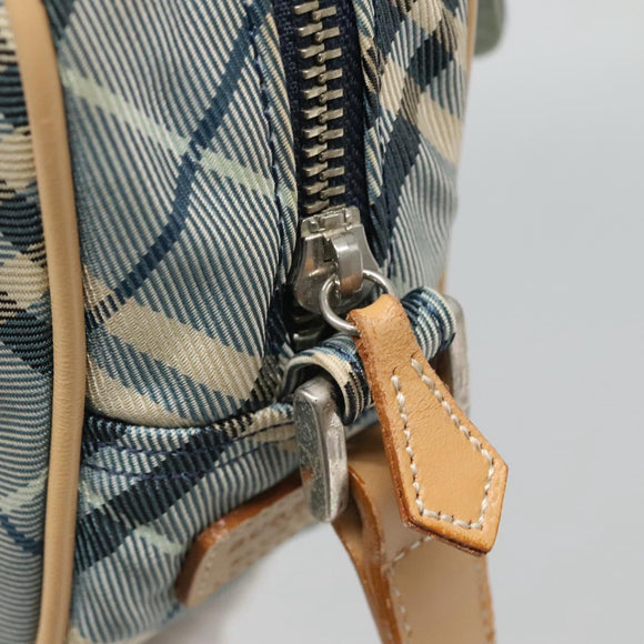 BURBERRY Nova Check Blue Label Shoulder Bag Nylon Blue Silver Auth 131046