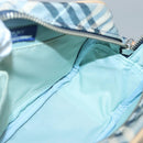 BURBERRY Nova Check Blue Label Shoulder Bag Nylon Blue Silver Auth 131046-18