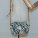 BURBERRY Nova Check Blue Label Shoulder Bag Nylon Blue Silver Auth 131046-22