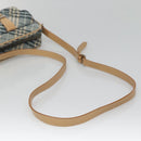 BURBERRY Nova Check Blue Label Shoulder Bag Nylon Blue Silver Auth 131046-7