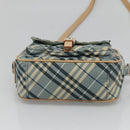 BURBERRY Nova Check Blue Label Shoulder Bag Nylon Blue Silver Auth 131046-5