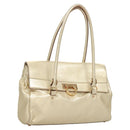 Salvatore Ferragamo Gancini Tote Bag Leather Gold Tone Gold Auth 131050-1