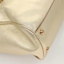 Salvatore Ferragamo Gancini Tote Bag Leather Gold Tone Gold Auth 131050-16