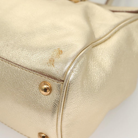 Salvatore Ferragamo Gancini Tote Bag Leather Gold Tone Gold Auth 131050