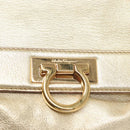 Salvatore Ferragamo Gancini Tote Bag Leather Gold Tone Gold Auth 131050-10