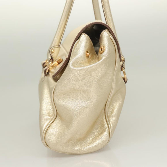 Salvatore Ferragamo Gancini Tote Bag Leather Gold Tone Gold Auth 131050
