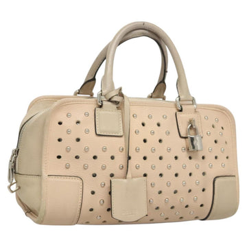 LOEWE Amazona 28 Hand Bag Leather Pink Silver Auth 131057