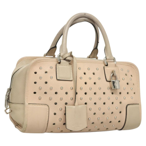 LOEWE Amazona 28 Hand Bag Leather Pink Silver Auth 131057