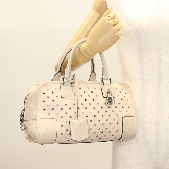 LOEWE Amazona 28 Hand Bag Leather Pink Silver Auth 131057