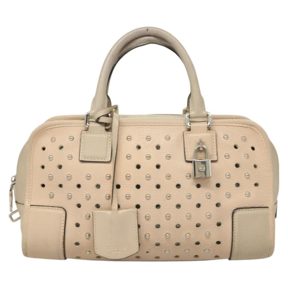 LOEWE Amazona 28 Hand Bag Leather Pink Silver Auth 131057