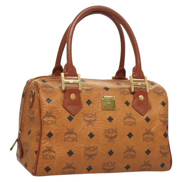 MCM Logogram Vicetos Hand Bag PVC Leather Brown Gold Auth 131058
