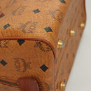 MCM Logogram Vicetos Hand Bag PVC Leather Brown Gold Auth 131058-10