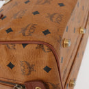 MCM Logogram Vicetos Hand Bag PVC Leather Brown Gold Auth 131058-9