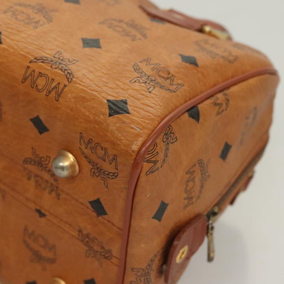 MCM Logogram Vicetos Hand Bag PVC Leather Brown Gold Auth 131058