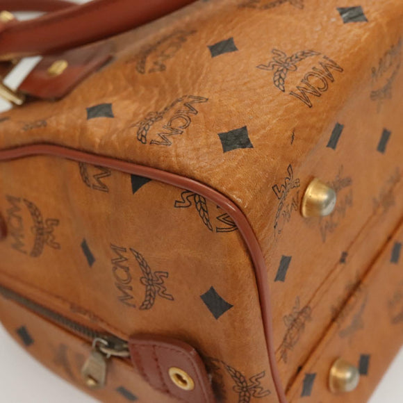 MCM Logogram Vicetos Hand Bag PVC Leather Brown Gold Auth 131058