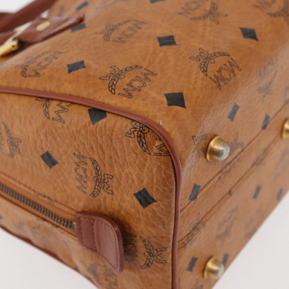 MCM Logogram Vicetos Hand Bag PVC Leather Brown Gold Auth 131058