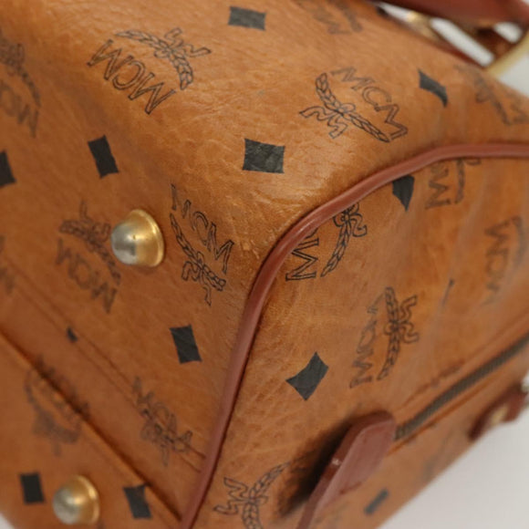 MCM Logogram Vicetos Hand Bag PVC Leather Brown Gold Auth 131058
