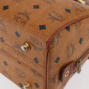MCM Logogram Vicetos Hand Bag PVC Leather Brown Gold Auth 131058-16