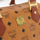 MCM Logogram Vicetos Hand Bag PVC Leather Brown Gold Auth 131058-12