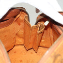 MCM Logogram Vicetos Hand Bag PVC Leather Brown Gold Auth 131058-19