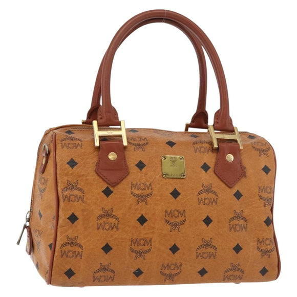 MCM Logogram Vicetos Hand Bag PVC Leather Brown Gold Auth 131058