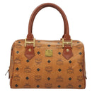 MCM Logogram Vicetos Hand Bag PVC Leather Brown Gold Auth 131058-2