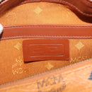 MCM Logogram Vicetos Hand Bag PVC Leather Brown Gold Auth 131058-20