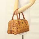 MCM Logogram Vicetos Hand Bag PVC Leather Brown Gold Auth 131058-22