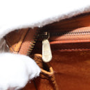 MCM Logogram Vicetos Hand Bag PVC Leather Brown Gold Auth 131058-23