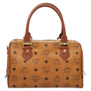 MCM Logogram Vicetos Hand Bag PVC Leather Brown Gold Auth 131058-3