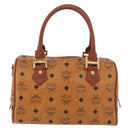 MCM Logogram Vicetos Hand Bag PVC Leather Brown Gold Auth 131058-2