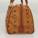 MCM Logogram Vicetos Hand Bag PVC Leather Brown Gold Auth 131058-4