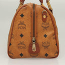 MCM Logogram Vicetos Hand Bag PVC Leather Brown Gold Auth 131058-5