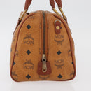 MCM Logogram Vicetos Hand Bag PVC Leather Brown Gold Auth 131058-4