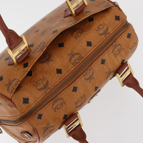 MCM Logogram Vicetos Hand Bag PVC Leather Brown Gold Auth 131058