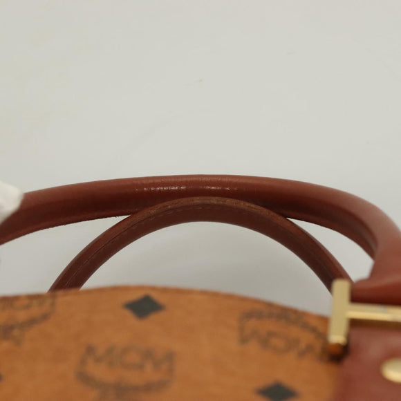 MCM Logogram Vicetos Hand Bag PVC Leather Brown Gold Auth 131058