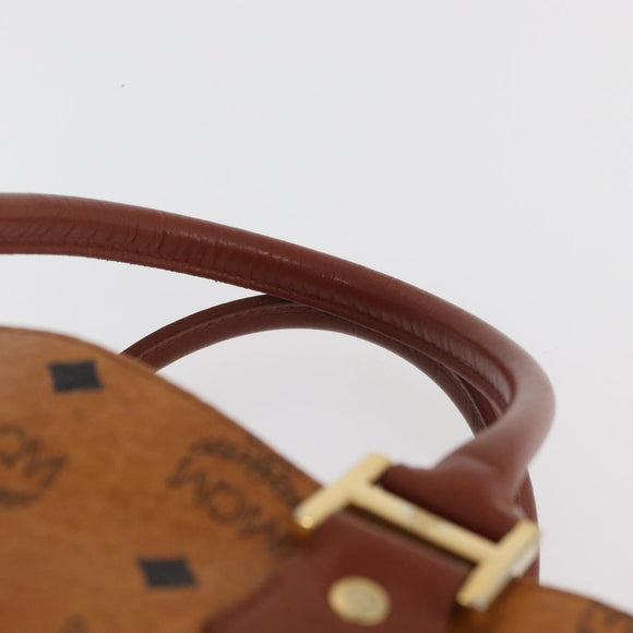 MCM Logogram Vicetos Hand Bag PVC Leather Brown Gold Auth 131058