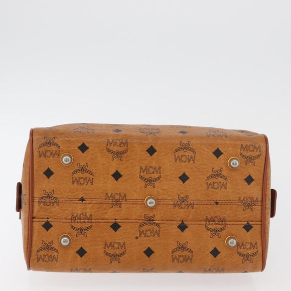 MCM Logogram Vicetos Hand Bag PVC Leather Brown Gold Auth 131058