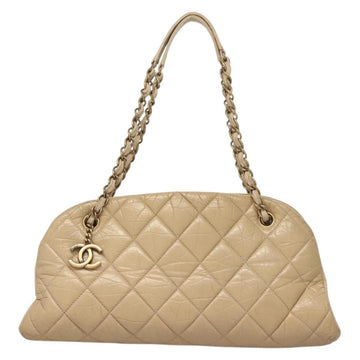 CHANEL Chain Tote Bag Leather Beige CC Auth 131070 - 0