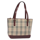 BURBERRY Nova Check Tote Bag Canvas Leather Beige Gold Auth 131072-1