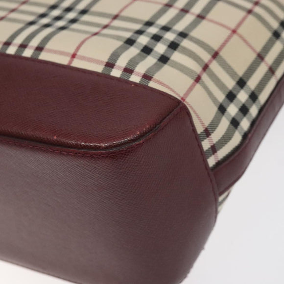 BURBERRY Nova Check Tote Bag Canvas Leather Beige Gold Auth 131072