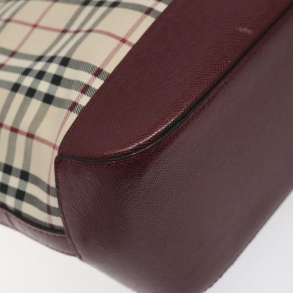 BURBERRY Nova Check Tote Bag Canvas Leather Beige Gold Auth 131072