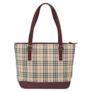 BURBERRY Nova Check Tote Bag Canvas Leather Beige Gold Auth 131072-2
