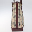 BURBERRY Nova Check Tote Bag Canvas Leather Beige Gold Auth 131072-3